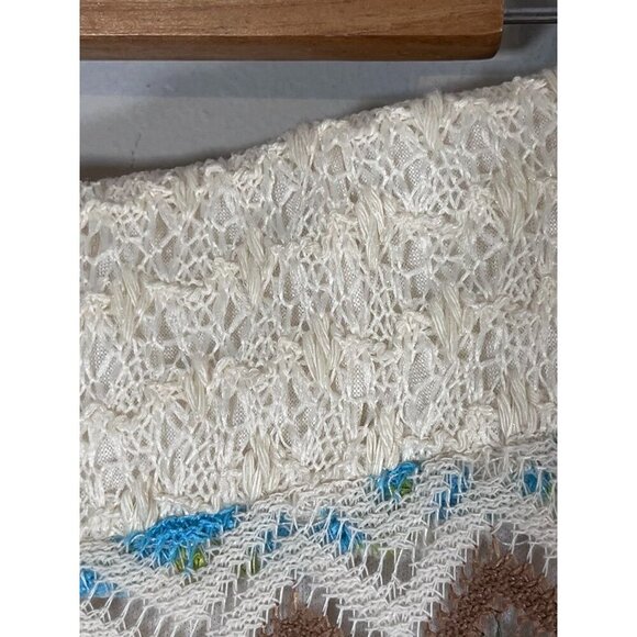 Vintage Crochet Open Knit Skirt L Multicolor Long Boho Hippie Indie Western 80s - Picture 6 of 10